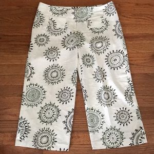 Cato Linen Capri Sz 8 Brown &Green
